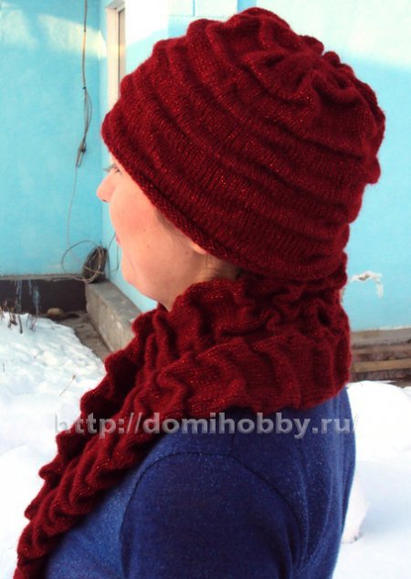 Вязание шапочки и шарфа с эффектом «клоке»