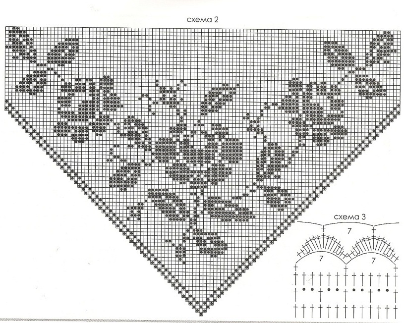 шали филейное вязание крючком схемы