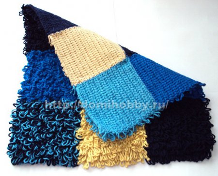 Вязание коврика узором «мех»