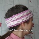 Вязание повязки на голову с накладными косами