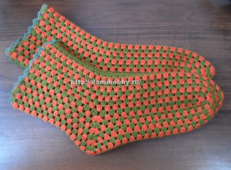 Вязание носков крючком для дома
