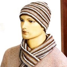 Шапка и шарф крючком для мужчины