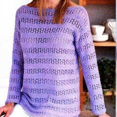 Пуловер с ажурными полосами