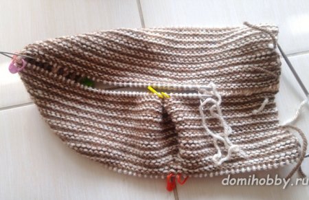 Вязание носков на двух спицах в продольную полоску